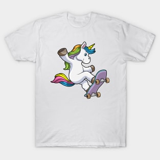 Unicorn as Skater with Skateboard T-Shirt